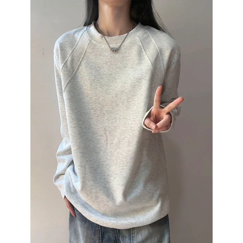 拼接设计感卫衣男款爆款2025新款秋季boxy圆领长袖t恤重磅打底衫