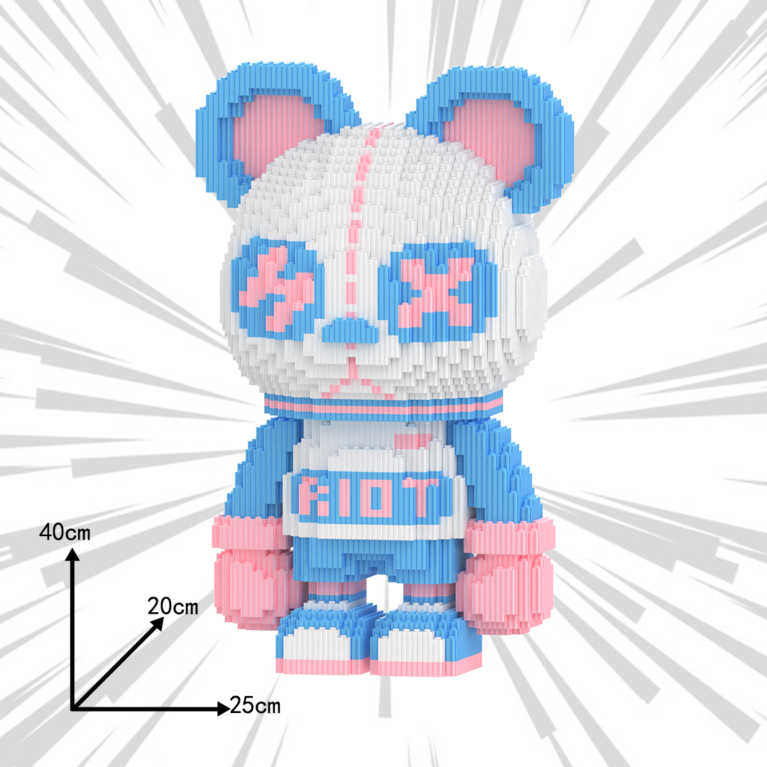 【原创正版】8MM大颗粒粉色熊猫拳击手串联益智积木套装男女孩礼物