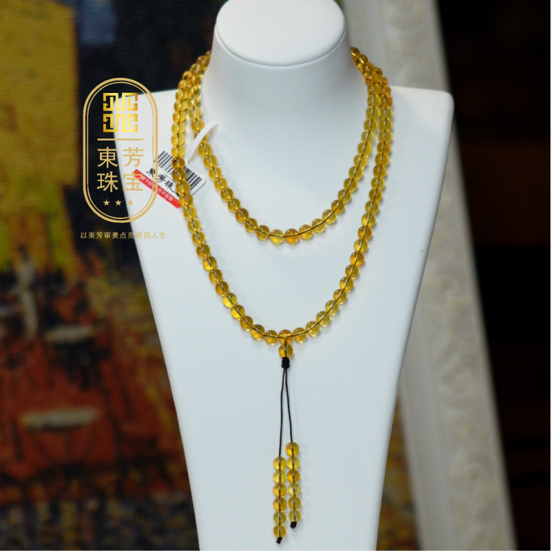 東芳珠宝-6mm墨西哥天然净水蓝珀108珠琥珀琥珀手串蓝珀手串