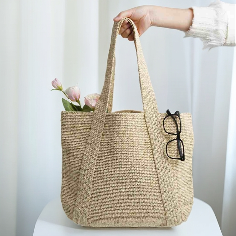 手工编织托特包单肩包单肩ins草编包肩包简约妈咪包居士包沙滩包