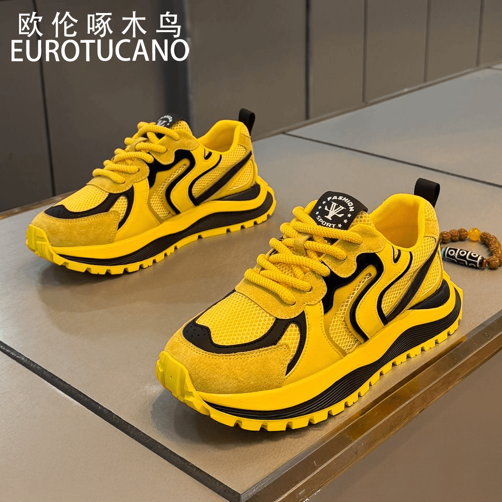 欧伦啄木鸟EUROTUCANO夏季透气网面老爹鞋男款百搭软底跑步运动鞋