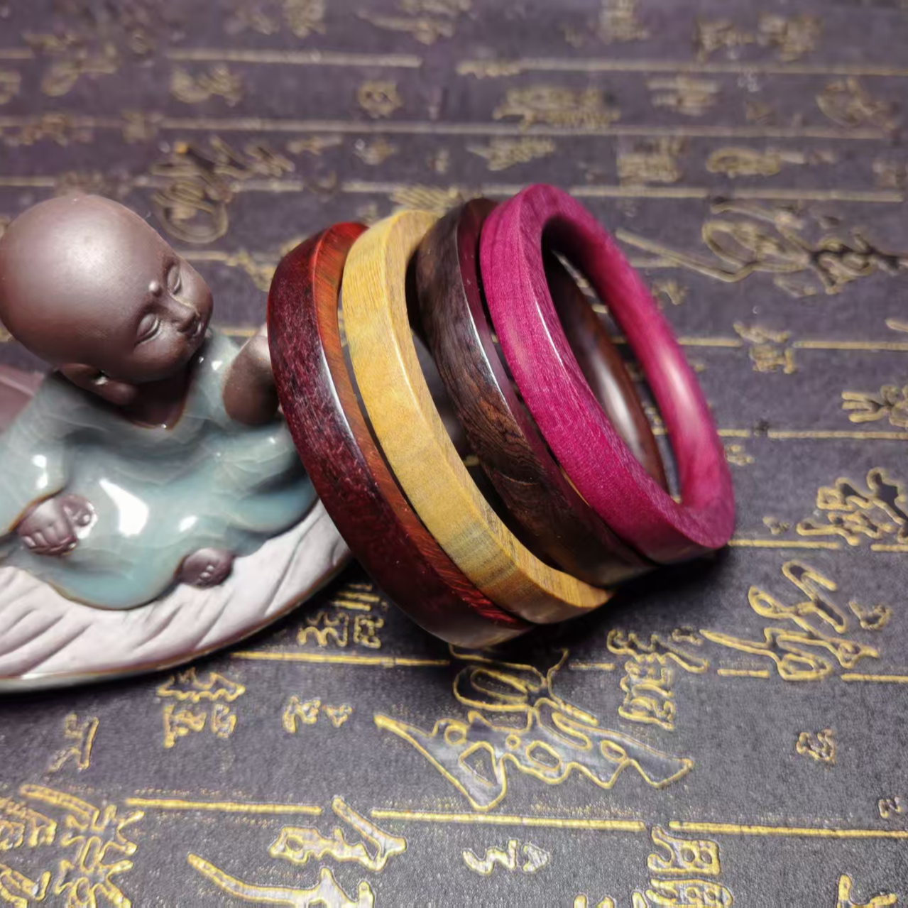 檀木手镯文玩檀木手工艺复古民族风木质手镯手镯女