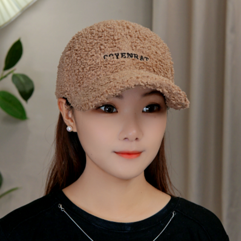 秋冬新款加绒加厚帽子男女同款时尚百搭毛绒大头围棒球帽