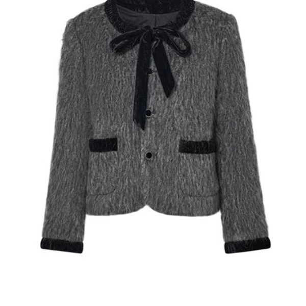 oajer欧纪儿旗舰女装店鸥同款灰姑娘短外套女冬季法式蝴蝶结上衣