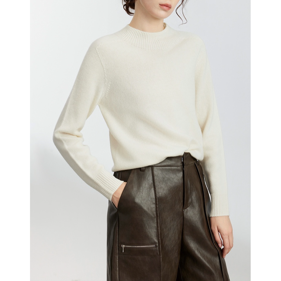 半高领毛衣针织衫女毛衣女秋冬马鞍肩修身百搭面料仿制羊绒不起球