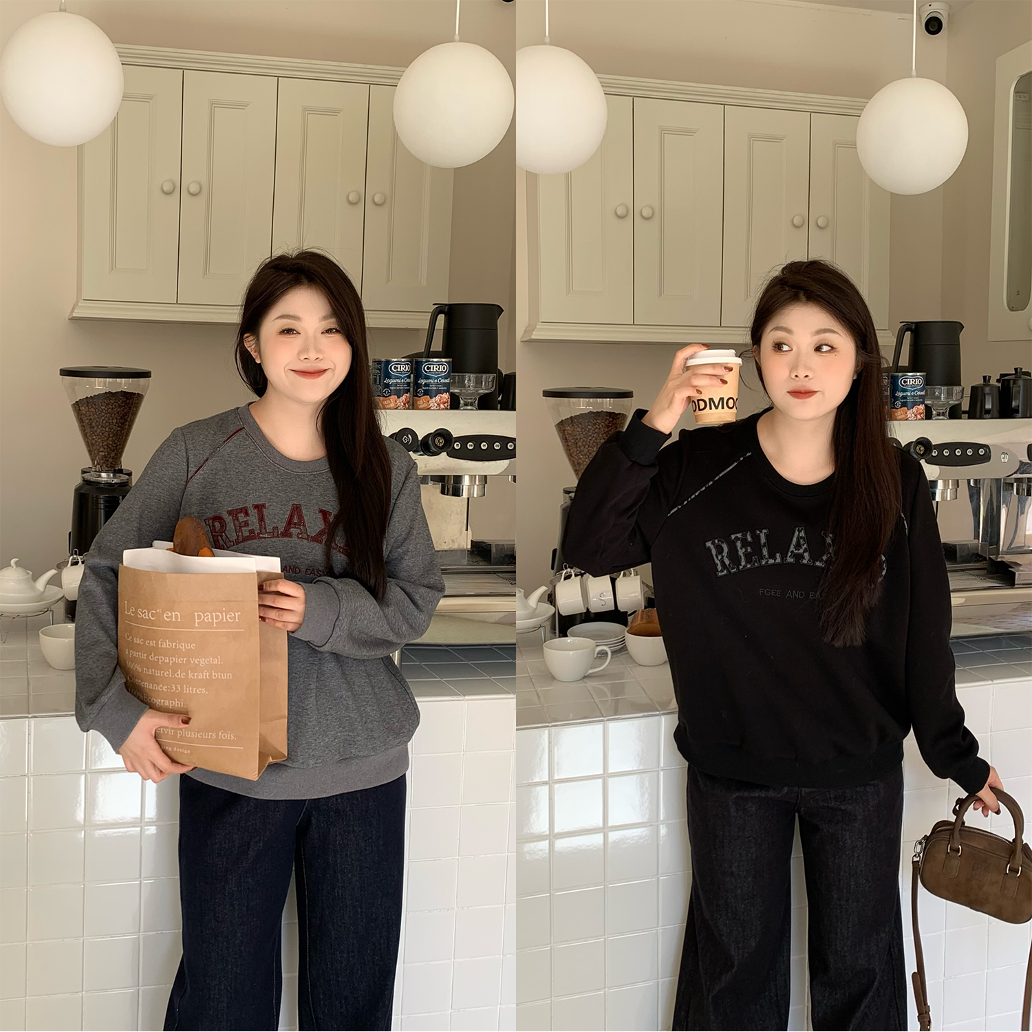 裂渡宣宣【探索自我】贴布绣花上衣女冬百搭显瘦加绒卫衣ZY510A38