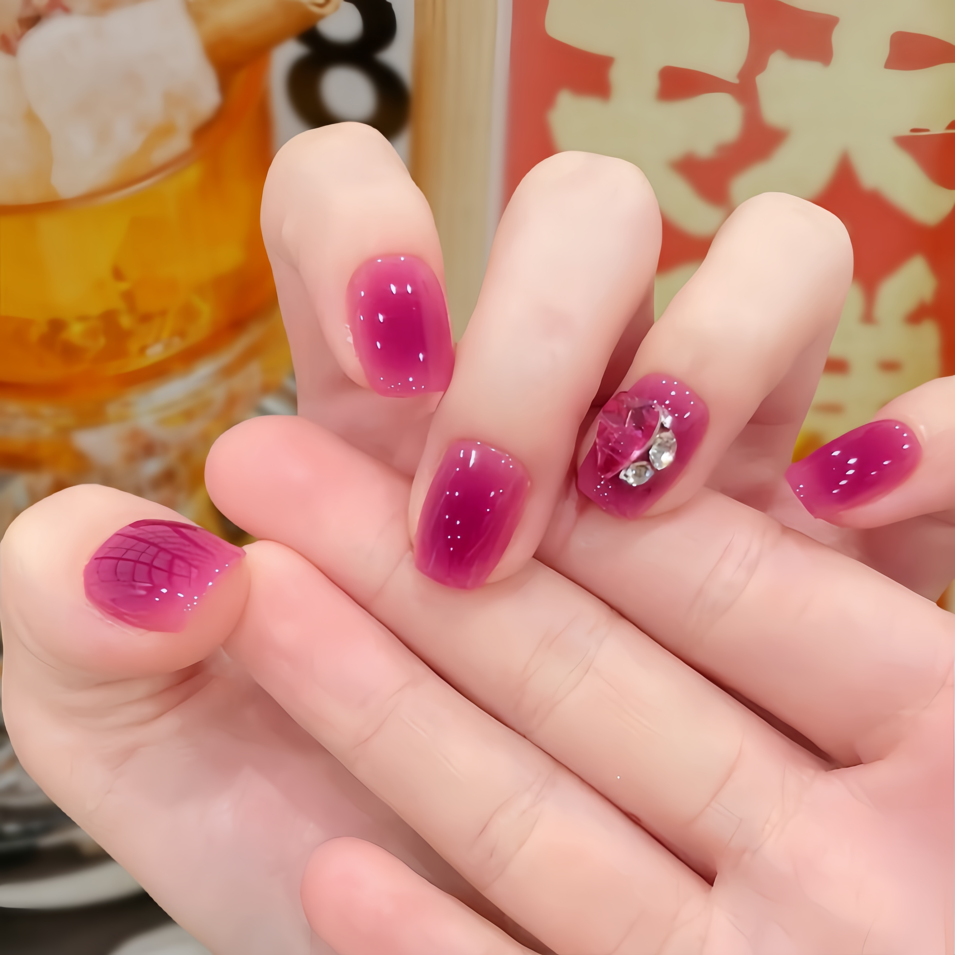 现货【玫紫微醺】手工穿戴甲拆卸纯欲显白短款秋冬新款美甲穿戴甲片