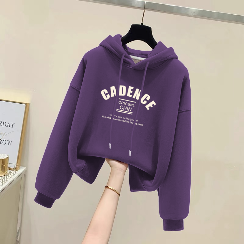 连帽卫衣女小个子韩版宽松休闲大码上衣时尚百搭加绒加厚秋冬季潮