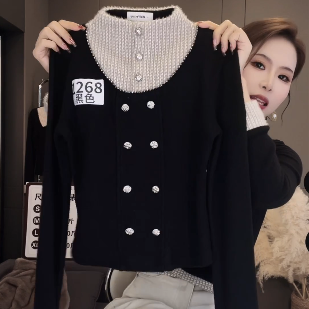 2025冬季新款 时尚贵气T恤打底衫设计感上衣