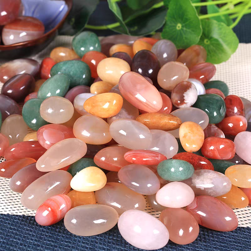 1.5-2雨花石七彩石花盆景鹅卵石水培多肉铺面鱼缸造景盆栽小石头