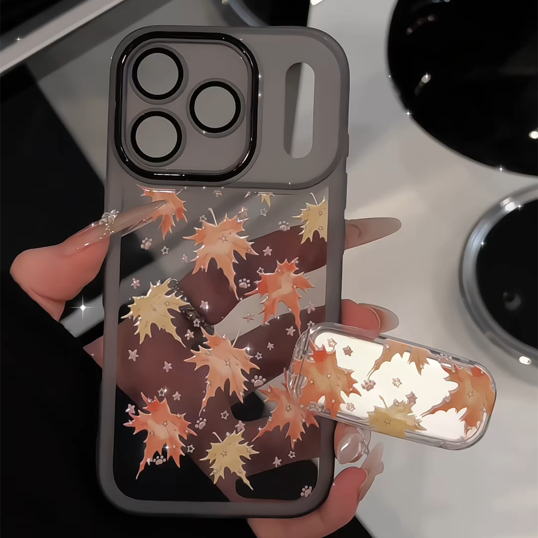 星星枫叶适用苹果17pro手机壳16金属镜框华为p70荣耀oppo小米vivo
