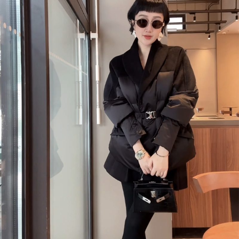 XIAOBAI冬季90白鸭绒厚款羽绒服女2025新款中长款羽绒外套