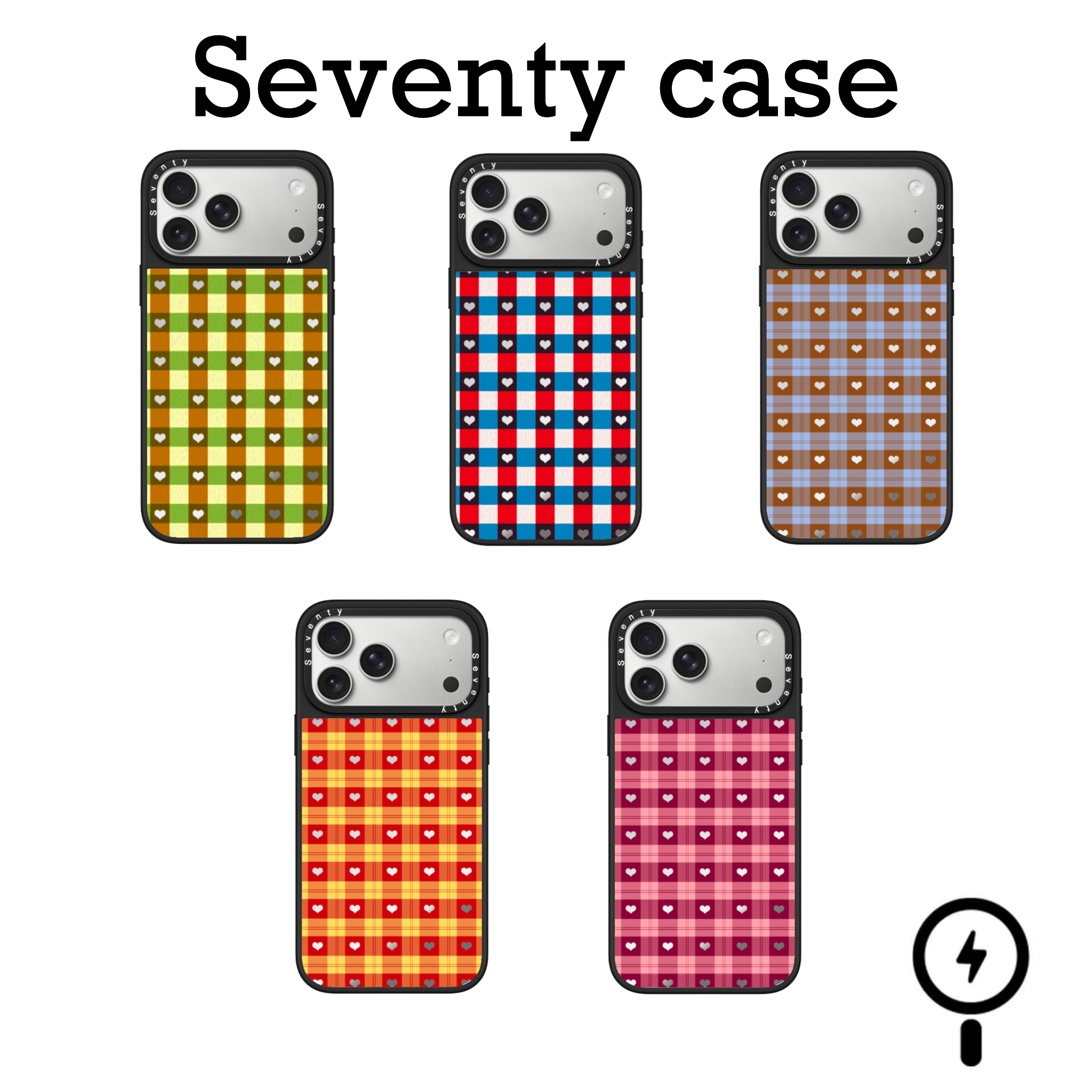 高版镜面爱心格子手机壳适用苹果iphone16/17promax