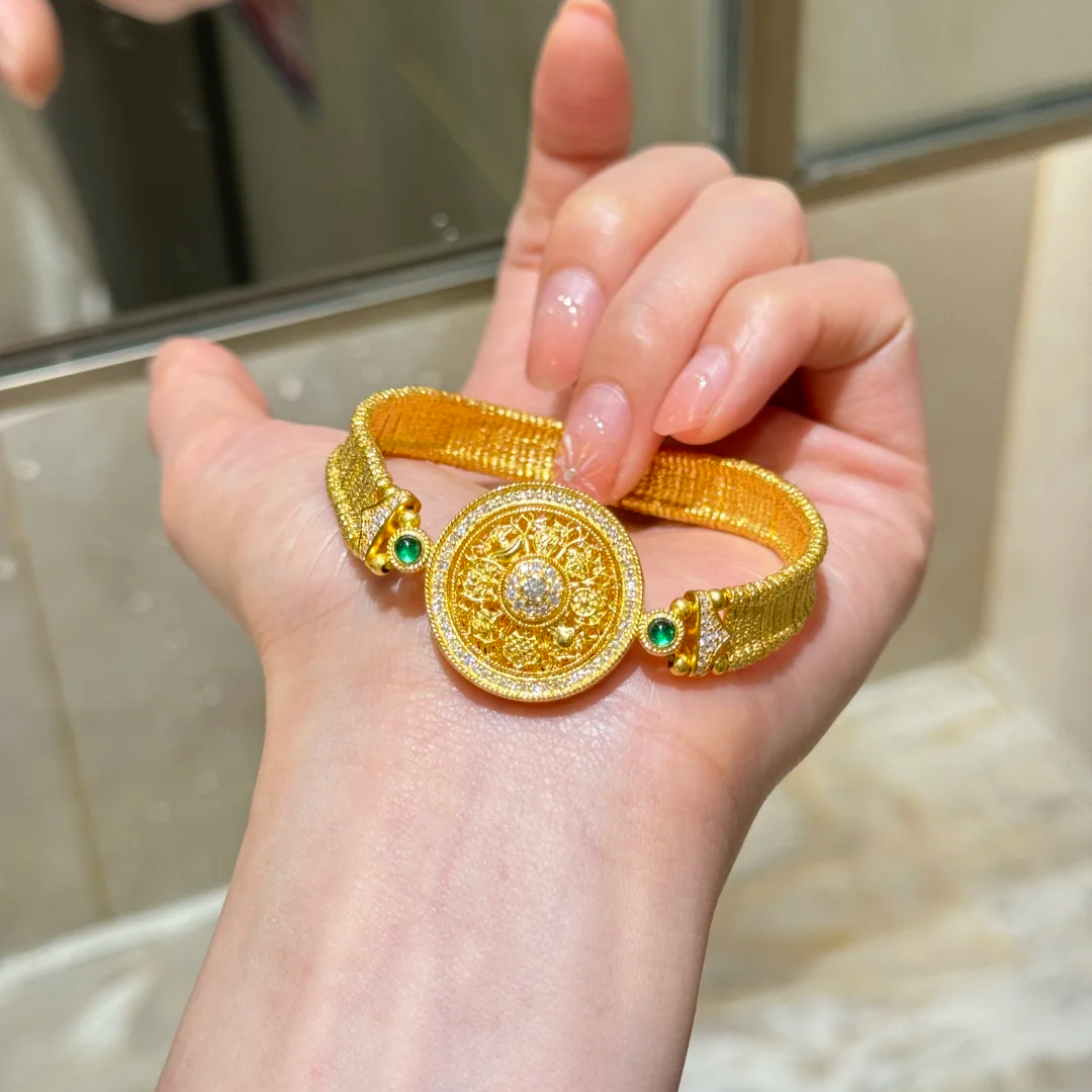 铜合金手链 黄金色八宝罗盘手表手链女新中式轻奢海边度假风 手饰