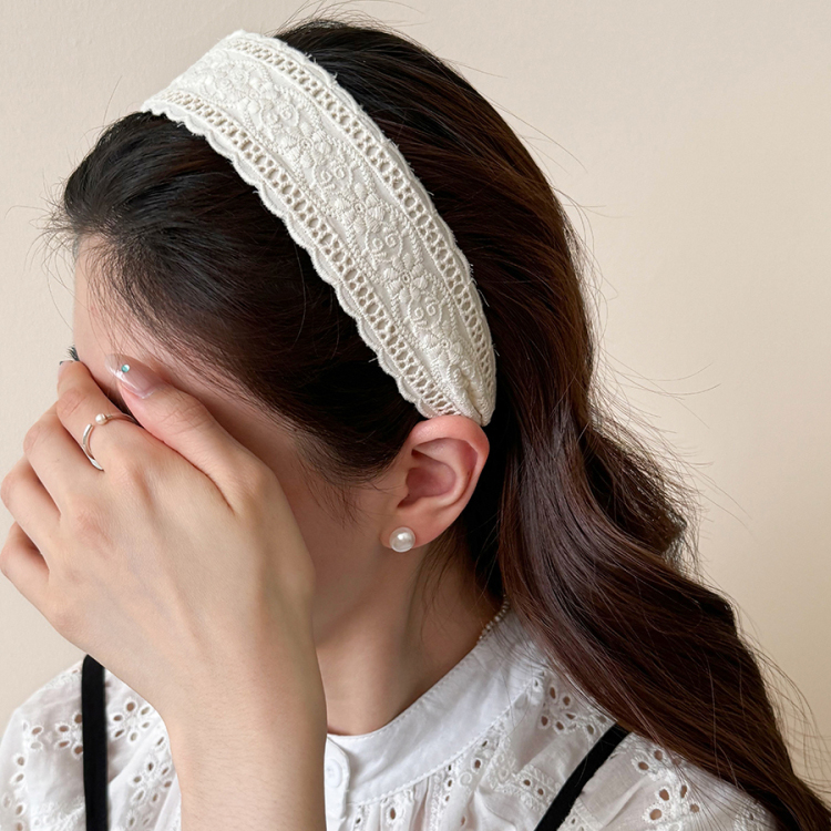 韩系甜美蕾丝花边发箍女日常百搭外戴高颅顶宽边头箍洗脸发卡头饰