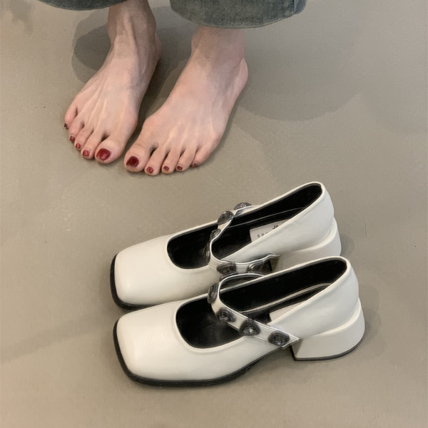 ALQR-987-456法式高跟水钻玛丽珍鞋单鞋女鞋春秋方头英伦风小皮鞋