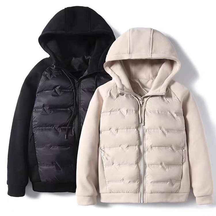 轻薄保暖男款连帽卫衣羽绒服2025年冬季时尚拼接白鸭绒男装外套潮