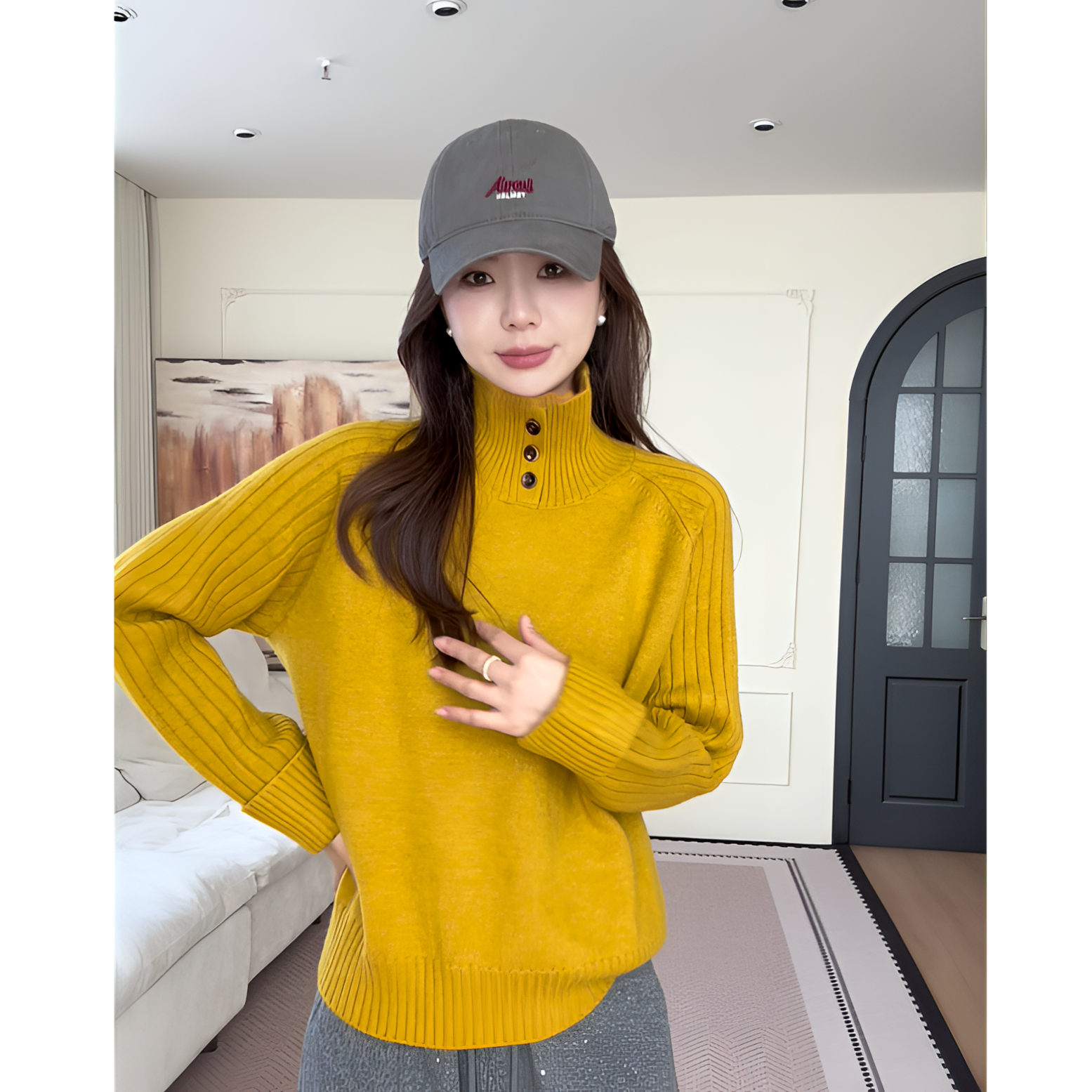 【余欢欢】冬季时尚韩版简约半高领针织毛衣-YHW51161