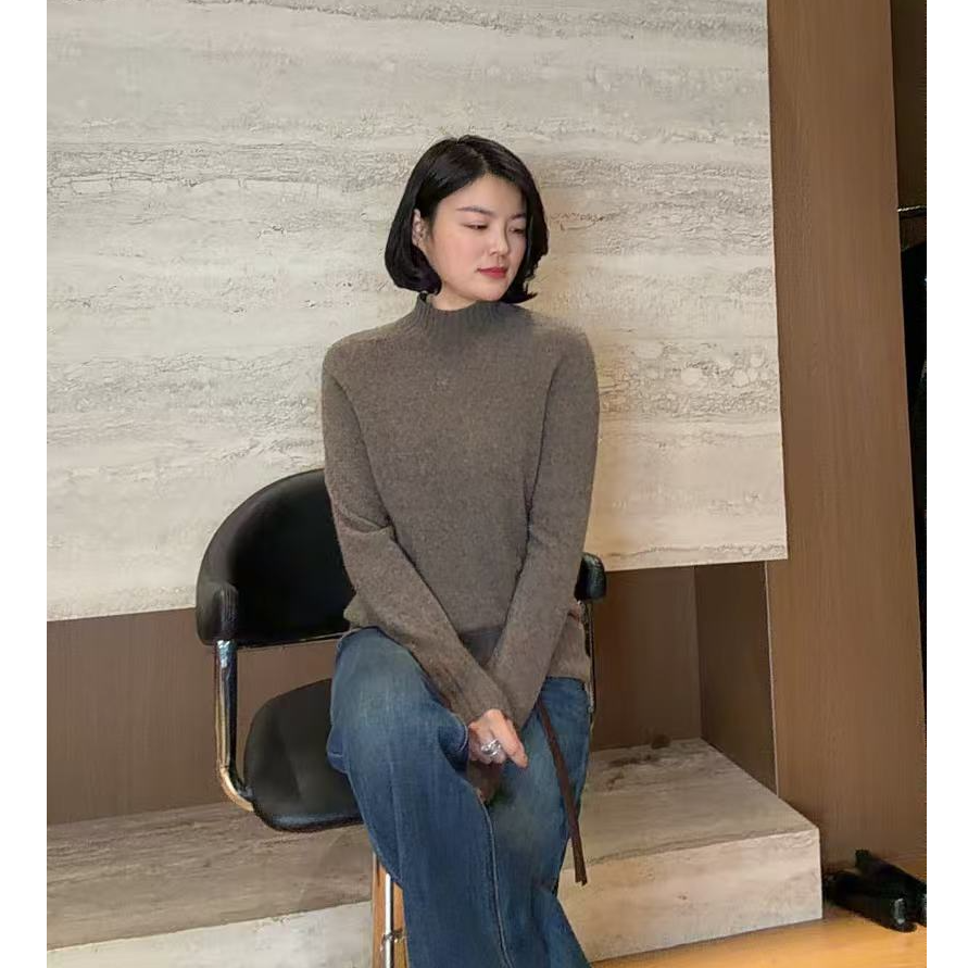 TANTAN 时尚气质百搭中领秋季针织打底衫3470