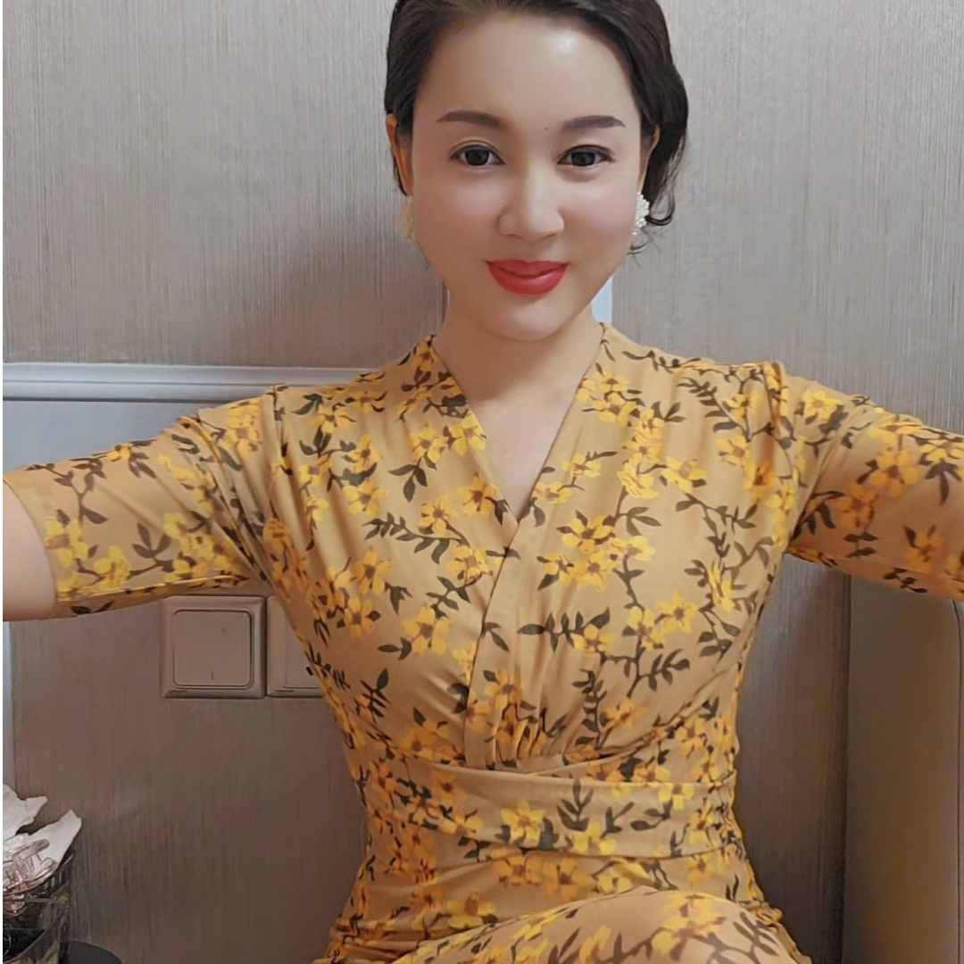 运费补贴 夏季新款印花短袖网纱裙子气质显瘦女士运费补贴