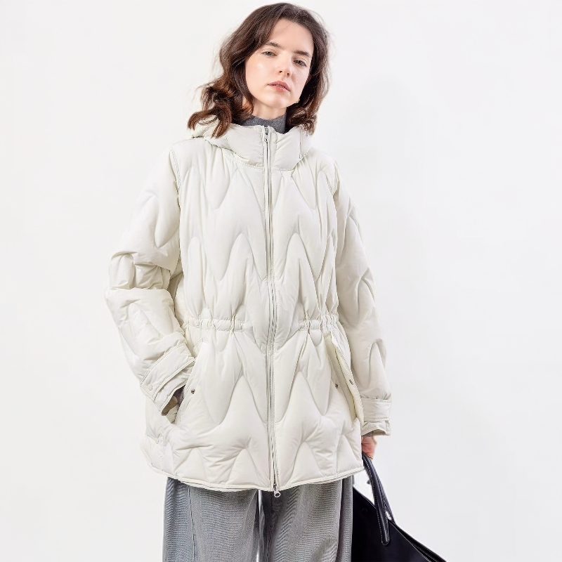 中长款羽绒服冬季女款新款设计连帽收腰羽绒服女款加厚保暖外套