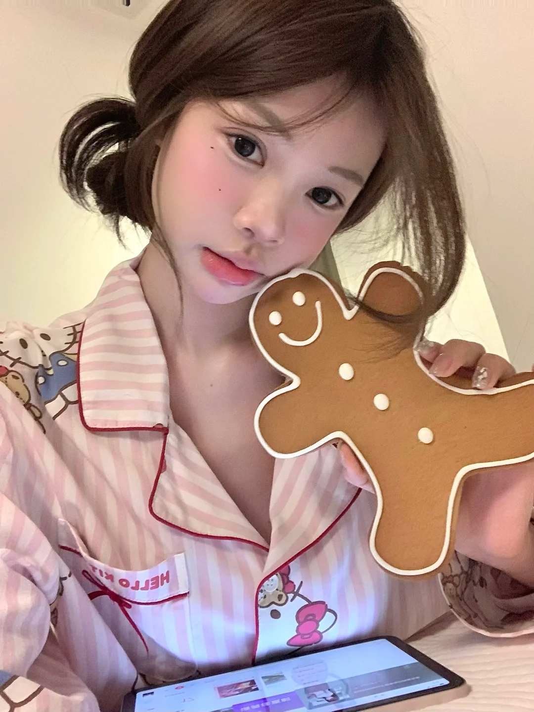 睡衣女秋季新款可爱卡通条纹 Kitty猫可爱长袖长裤套装家居服