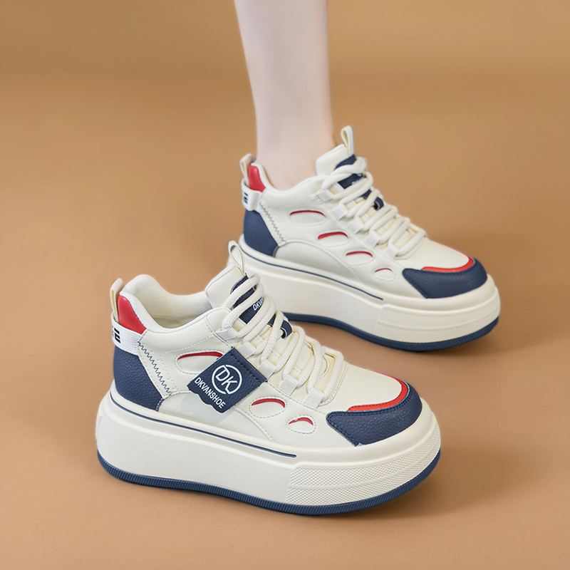 真皮小白鞋女2025春季新款厚底增高运动鞋高帮休闲板鞋软底旅游鞋