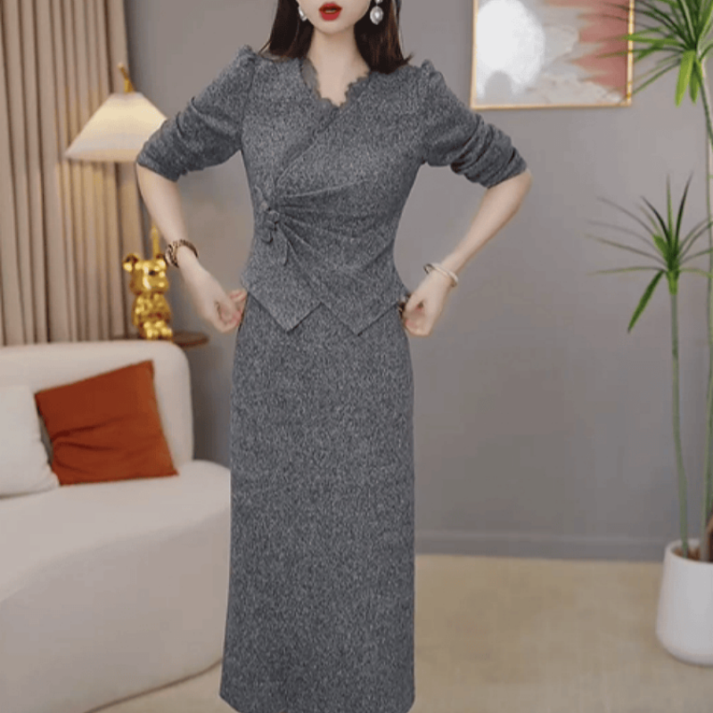 A984【上衣+半身裙】2025秋季新款高端轻奢收腰显瘦轻熟风套装裙