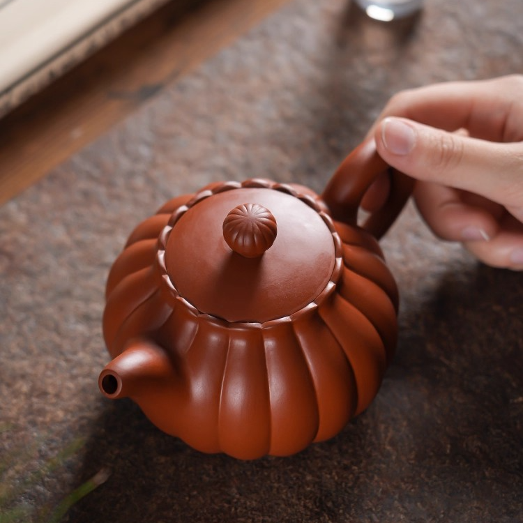 宜兴紫砂茶壶茶具纯手工南瓜壶正宗紫砂可提可转紫砂泡茶专用凤鸣