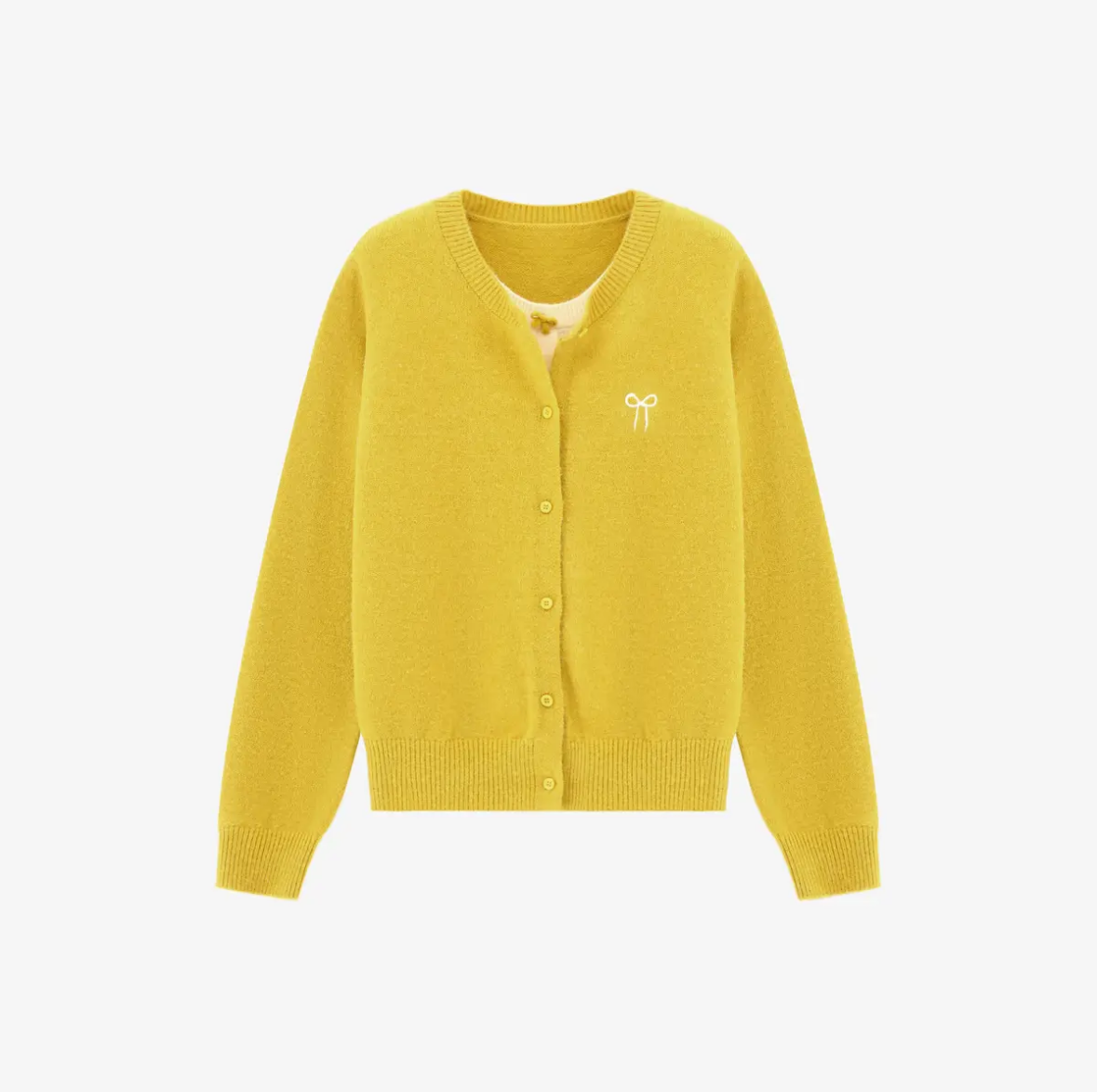 花倾慕温柔风假两件针织开衫春季软糯毛衣新款蝴蝶结刺绣上衣5203