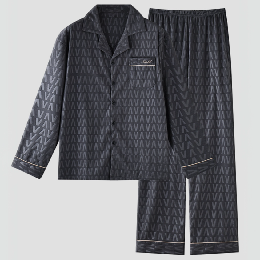 YIHAN-秋冬新款睡衣男保暖德绒磨毛休闲送礼高品质加厚家居服套装