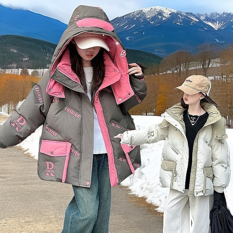 韩版女童女孩羽绒服冬季加厚洋气连帽保暖白鸭绒使羽绒更蓬松保暖