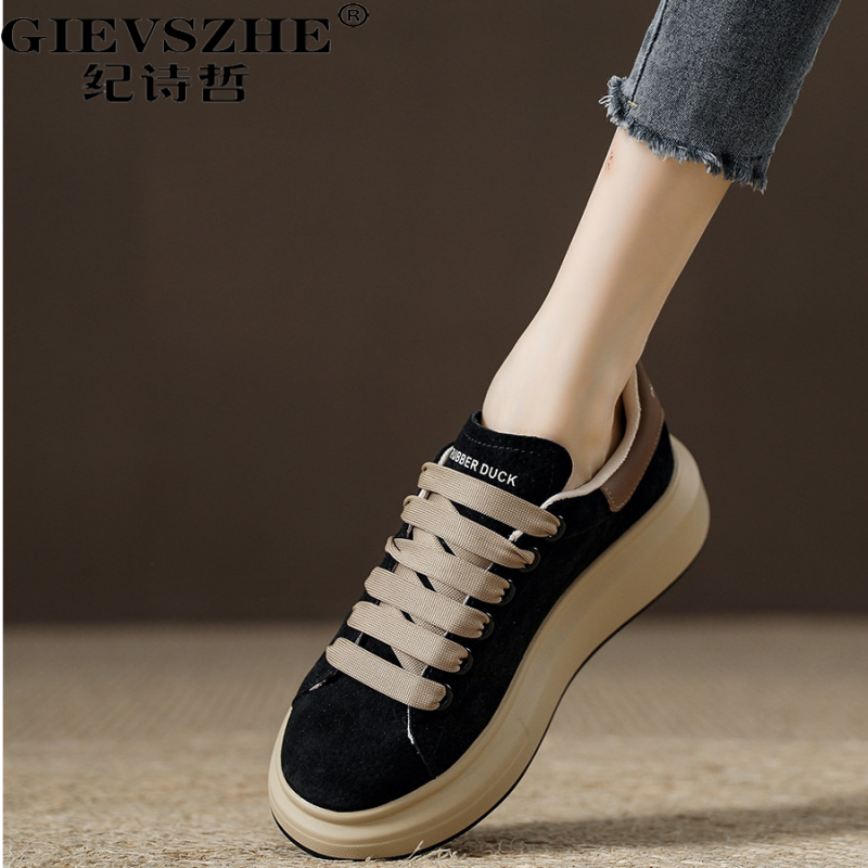 纪诗哲女鞋厚底增高板鞋女秋冬新款时尚潮流百搭运动休闲鞋女款