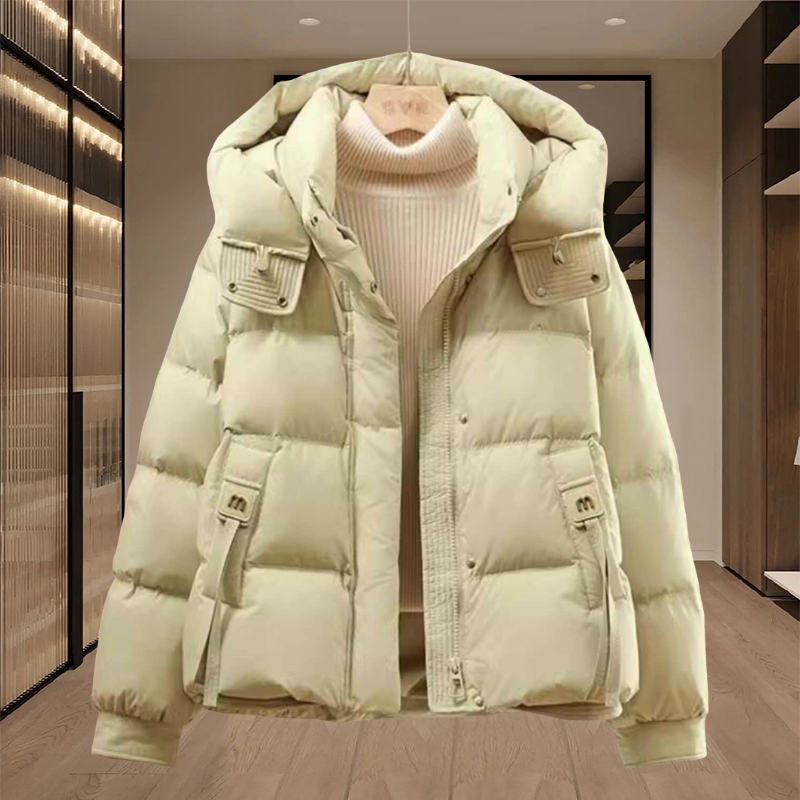 2025冬季新款女士短款连帽保暖棉服加厚韩版小个子面包服显瘦外套