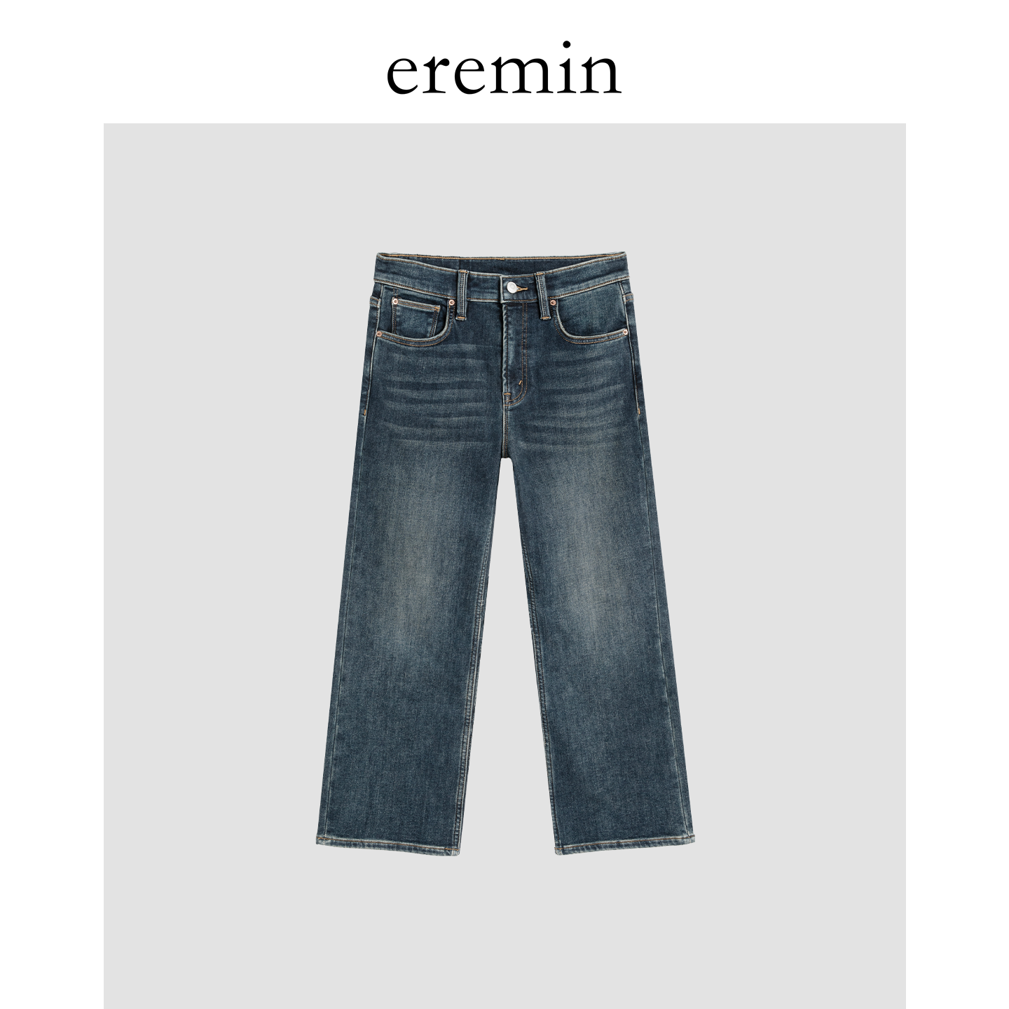 DE Mincollection八分微喇裤/棉+羊毛 +莱赛尔加绒牛仔裤59365