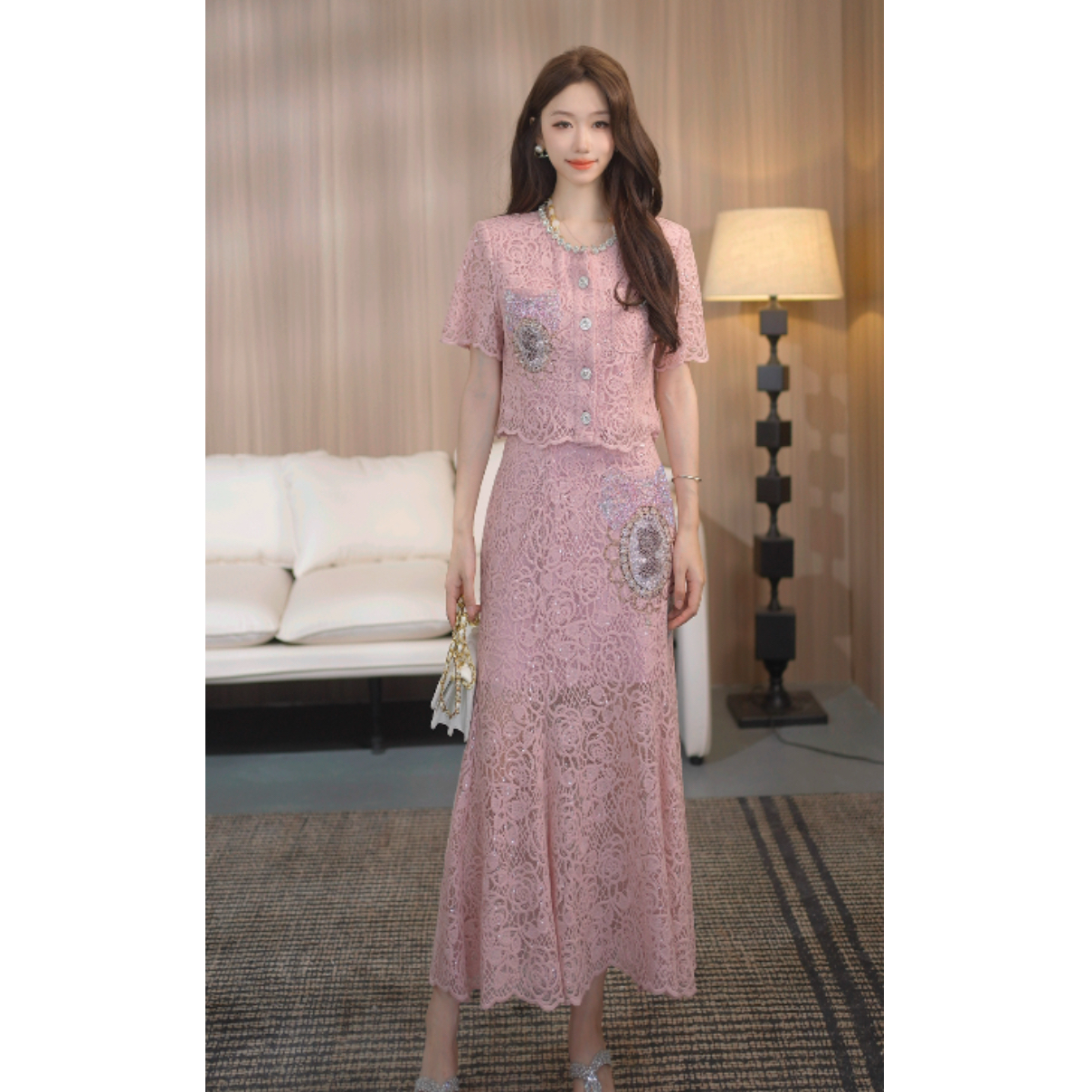 TCH烫钻工艺新时尚淑女百搭新潮流套装女T75B07E1012轻奢tch