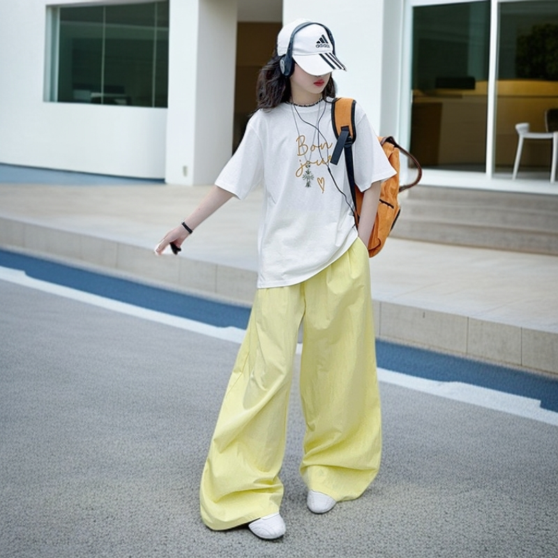 女童防晒衣2025新款大童夏季百搭条纹显瘦韩版常规极简风撞色套装