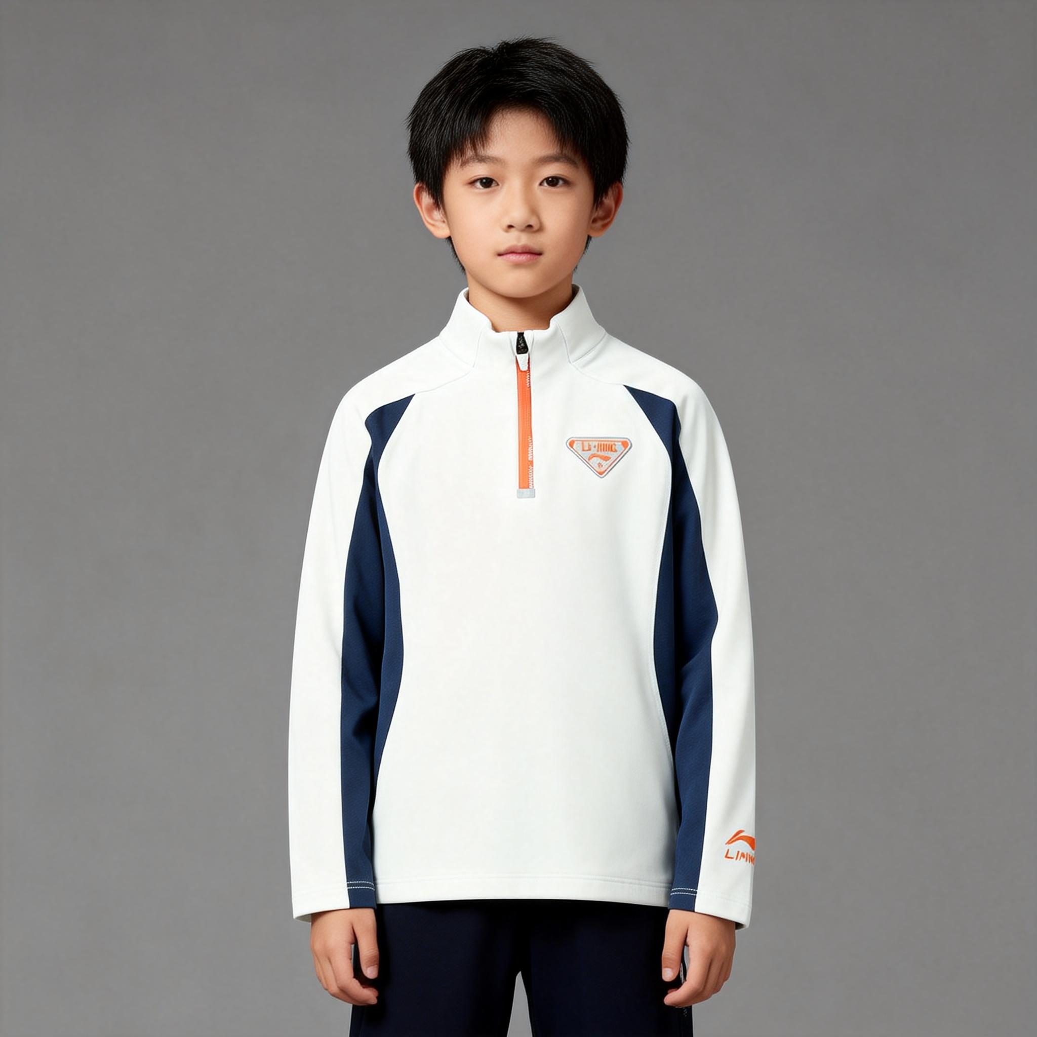 李宁男小童秋冬运动生活系列修身弹力舒适保暖上衣YWYT015-B品
