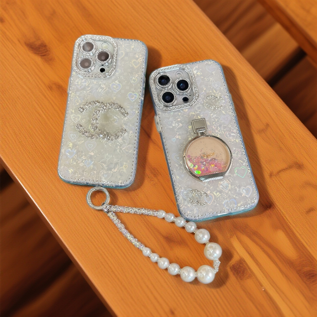 高级小香风爱心贝壳纹手机壳适用苹果17ProMax/iPhone16/15/14/13