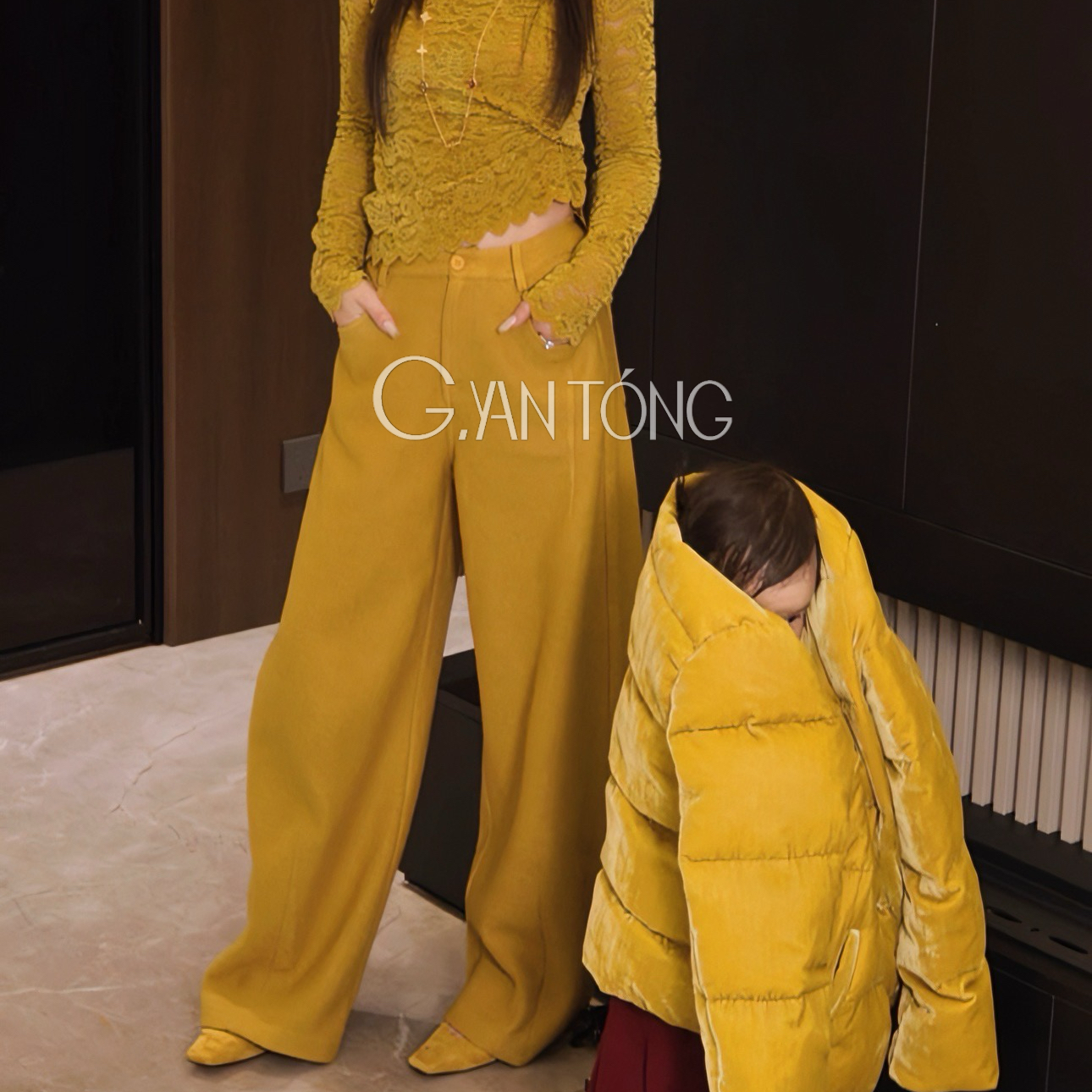 G. yantong/郭彦彤极简羊毛阔腿裤加厚冬款休闲裤弯刀KZ120