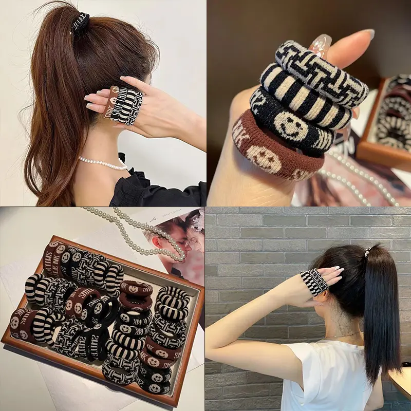 高弹力头绳耐用橡皮筋女复古简约无接缝发绳时尚高马尾发圈