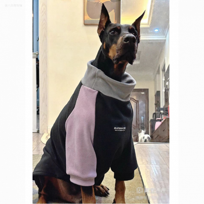 秋冬新款宠物狗狗衣服保暖中大型犬拉布拉多杜宾边牧拼色奥丽绒