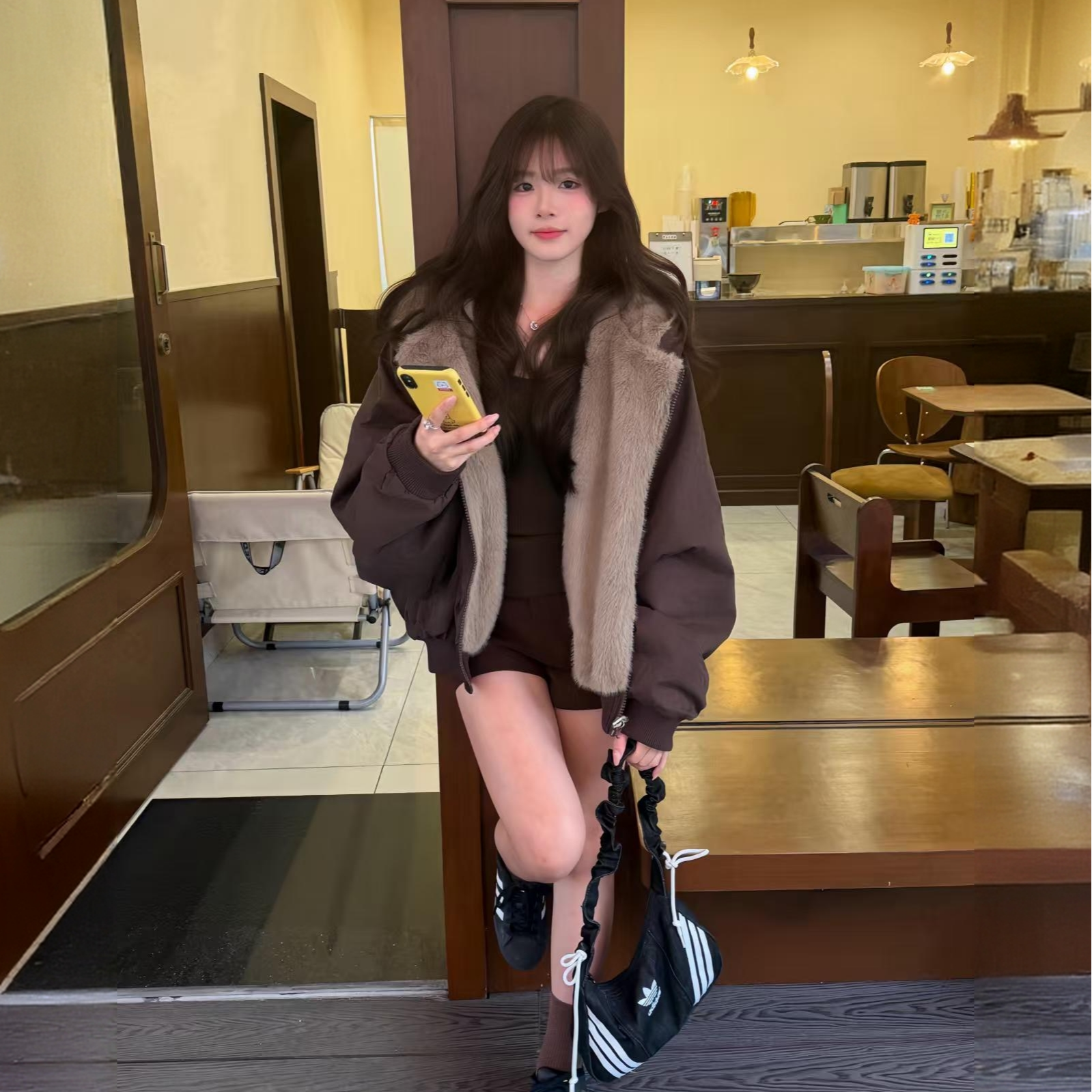 双面穿美拉德派克服2025年冬装新款棉服夹克座山雕慵懒感加厚外套