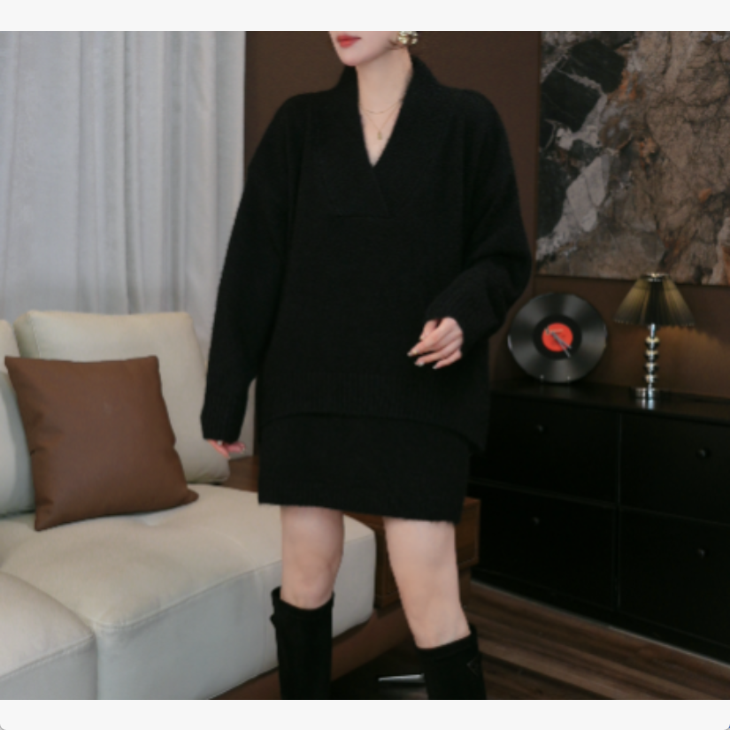 【鑫蕾】新款时尚套装气质设计纯色宽松针织时尚套装29388