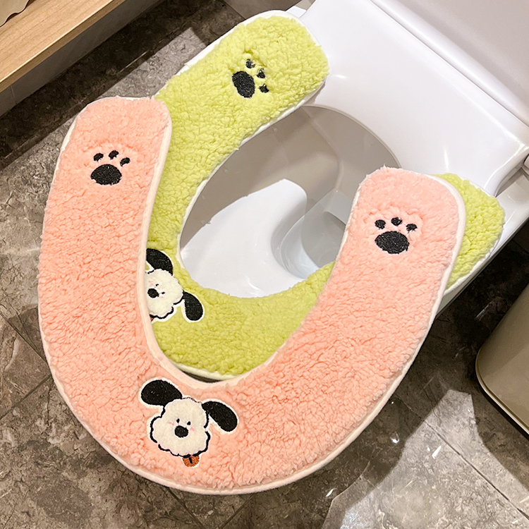 小狗马桶坐垫子四季通用冬季粘贴式厕所新款家用座便圈坐套可水洗
