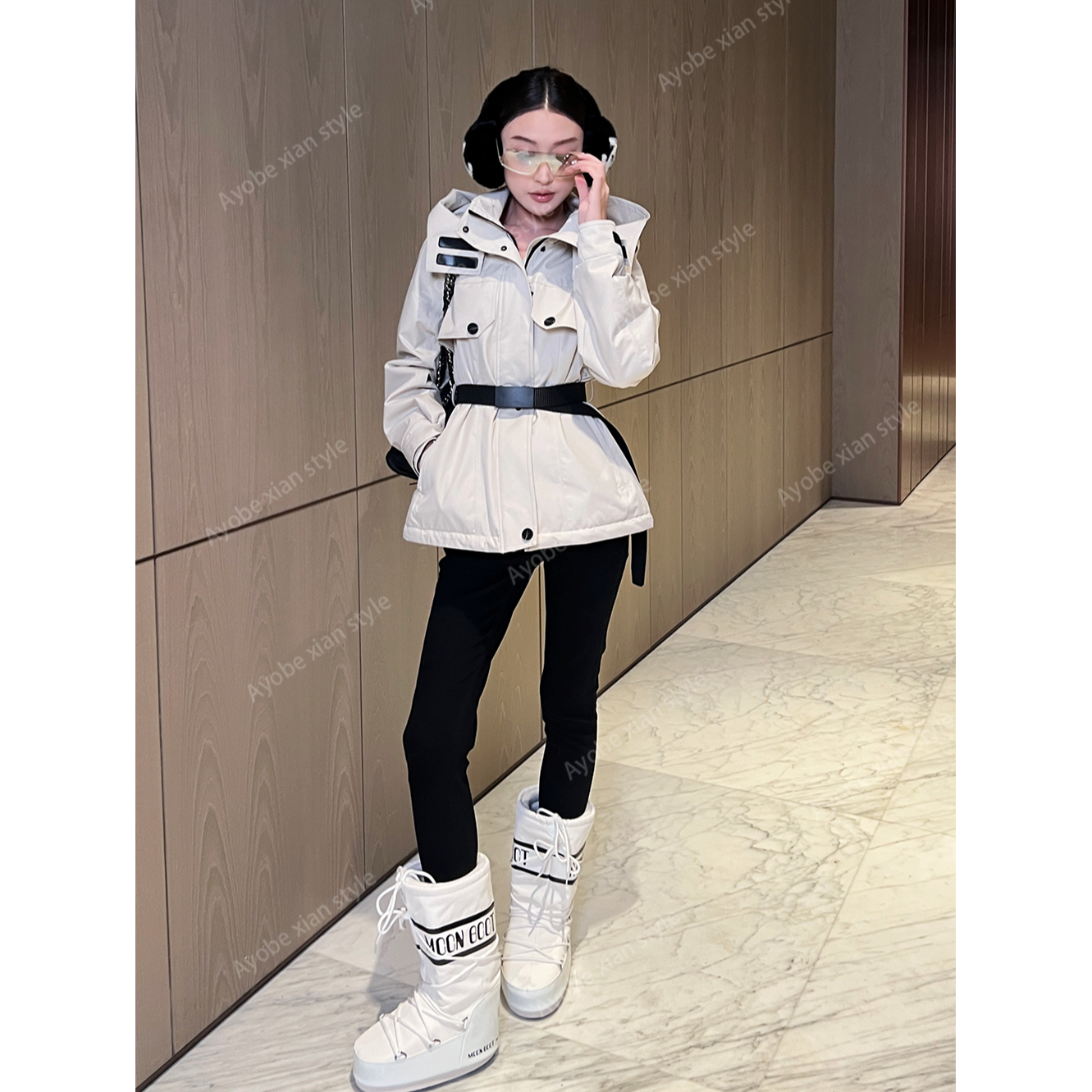 【AYOBE】小贤  幂幂同款重工前卫机能90白鹅绒保暖外套