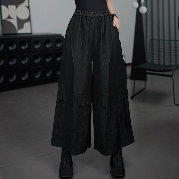 鑫鑫 早秋新款山本风阔腿裤休闲高腰宽松显瘦直筒九分裤子女3591