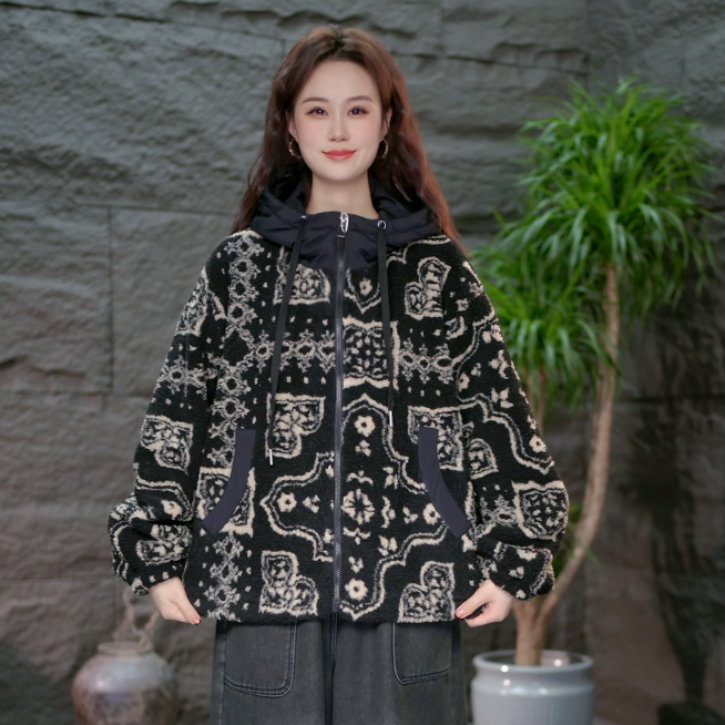 【颗粒绒外套】休闲百搭连帽女装棉服韩版时尚显瘦秋冬棉衣