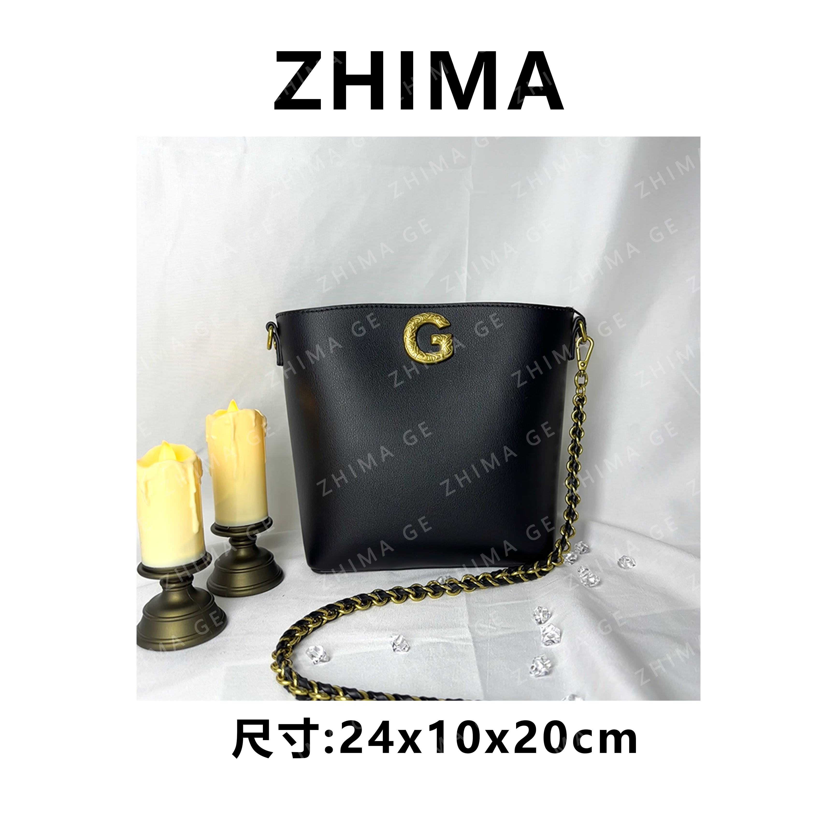 【芝麻集】QYX-81775-黑色RAIN.CUN休闲时尚百搭腋下女包