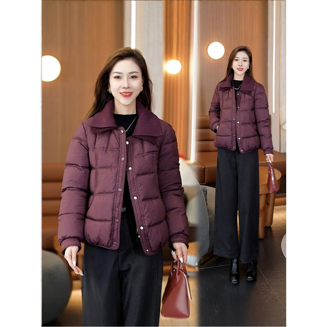 时尚洋气翻领棉服女2025冬季短款宽松显瘦加厚保暖减龄棉衣外套潮